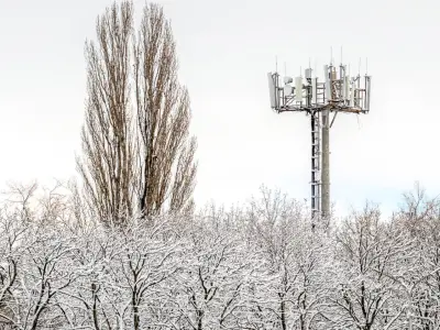 Panorama of the park with a lake and snow-covered trees - 40k 3D model