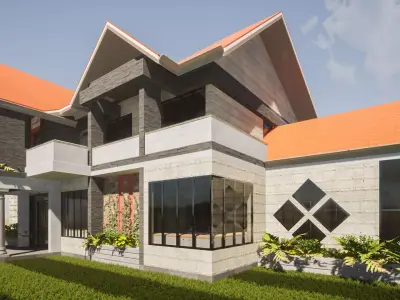 Modern Maisonette Interior and Exterior 3D model