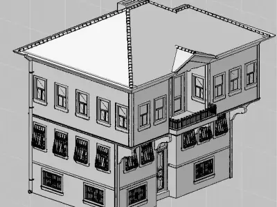 HOUSE1 house with windows and balconies Low-poly 3D model