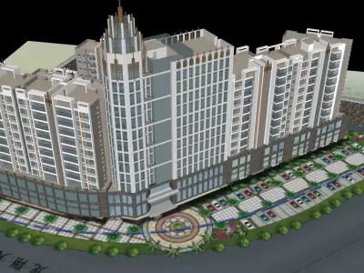 modern highrise low poly building 3D model