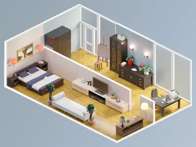 Room 43 Low-poly 3D model