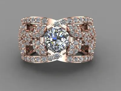 Rose Gold Women Diamond Ring 3D print model 3D print model 39