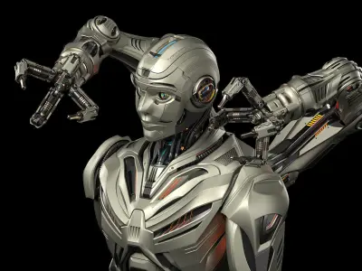 Robot Humanoid B2 - Rigged and Animated 3D model