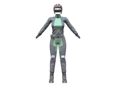 Sci-fi Helmet Uniform Boots Outfit Low-poly 3D model