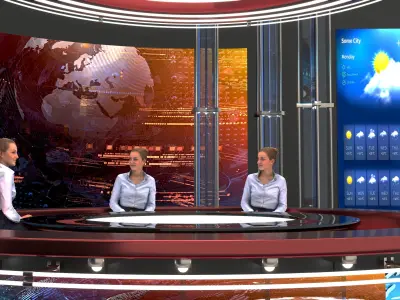 Virtual NEWS TV Studio 3D model