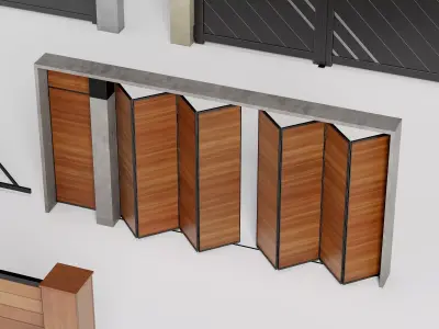 Modern Outdoor Gate Fence Sliding Pack PBR Game Ready Low-poly 3D model