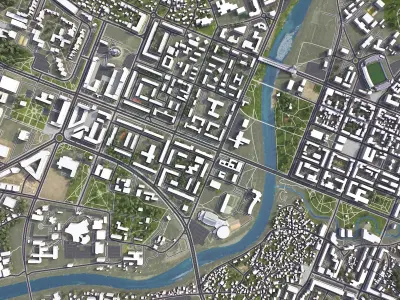 Podgorica - 3D City Model Low-poly 3D model