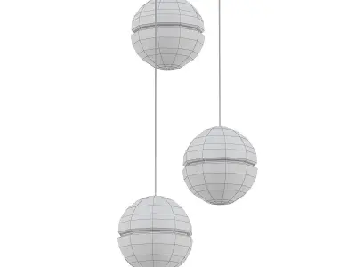 BOCCI three sphere pendant lights in chrome and glass 3D model