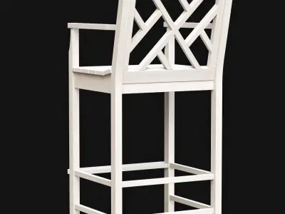 Chippendale Bar Stool  Low-poly 3D model