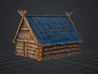 Rustic Wooden Cabin 3D model