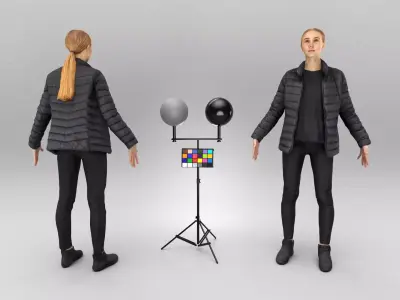 Beautiful woman in street style in A-pose 456 Low-poly 3D model