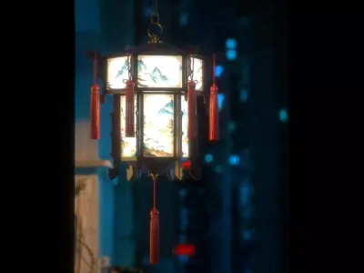Traditional Chinese palace lantern Low-poly 3D model