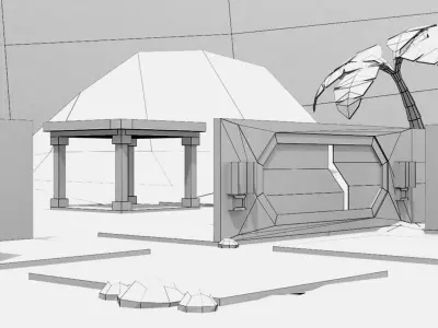 Desert Base Low Poly Sci-Fi Modular Pack Low-poly 3D model