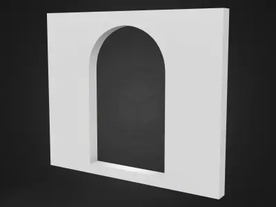 Arched Window Cutout Wall Low-poly 3D model