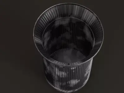 Industrial Metal Trash Can - Clean  Dirty Variations Low-poly 3D model