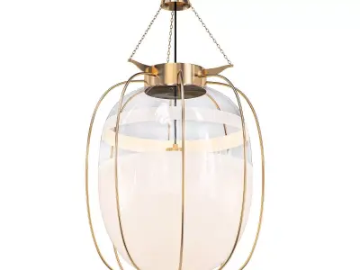 BOWLINE pendant light with glass cage and brass finish 3D model