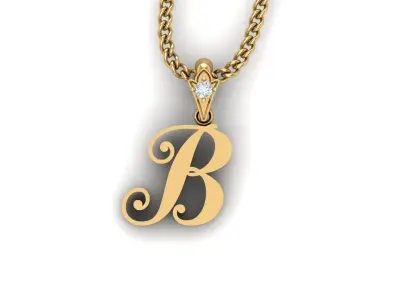 Alphabet V3 Light Gold  Font Pendant B 3D print model purchase