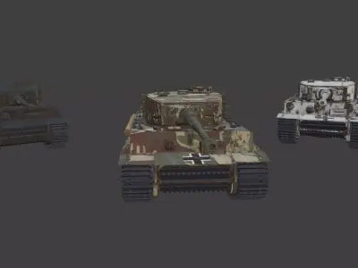 Panzerkampfwagen VI Tiger three cammo versions in one package 3D model