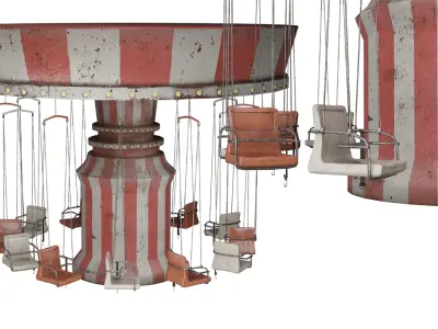 Abandoned Amusement Park - Chain Carousel Low-poly 3D model