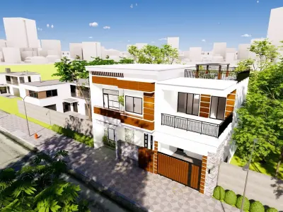 2 Floor House Design Modern Style  3D model