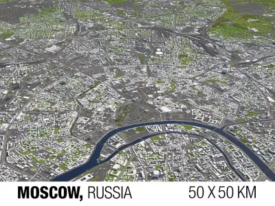 Moscow Russia 50x50km 3D City Map 3D model