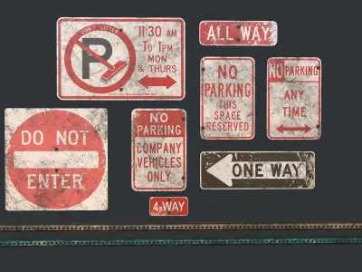 Traffic Sign01 Old Low-poly 3D model
