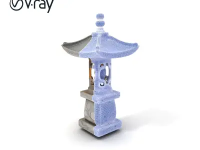 Traditional Japanese Stone Lantern Model Pack Low-poly 3D model