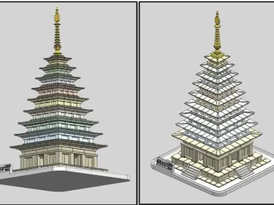 Stone Pagoda at Mireuksa Temple Site 3D model