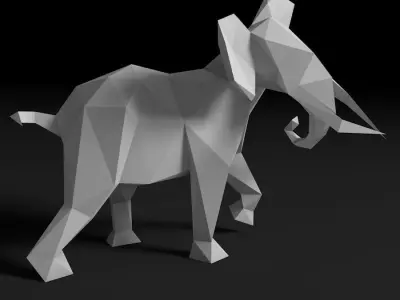 Low poly elephant polygonal 3D print model