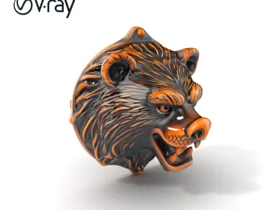 Bear Head Door Knocker Bronze Finish model pack Low-poly 3D model