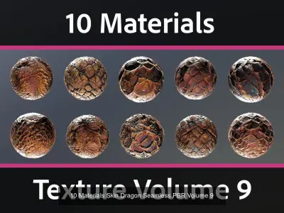 50 Materials Skin Dragon Seamless PBR Mega-Bundle 2 Texture