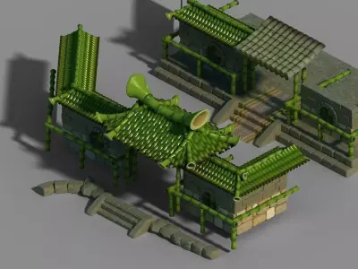 Game Dazhufeng - bamboo house 01 3D model
