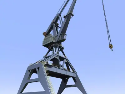 Crane Gray for shipyard cargo terminal or port 3D model