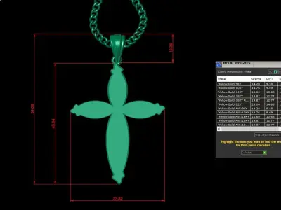 Light Gold 18K Cross Pendant 1CP060 3D print model