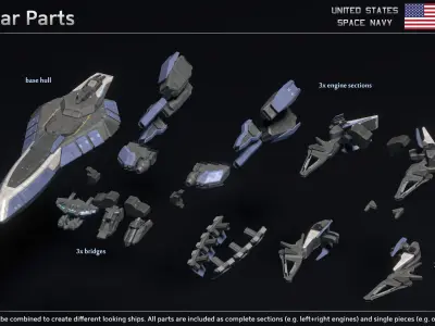 USSN Arizona Class Battleship Low-poly 3D model
