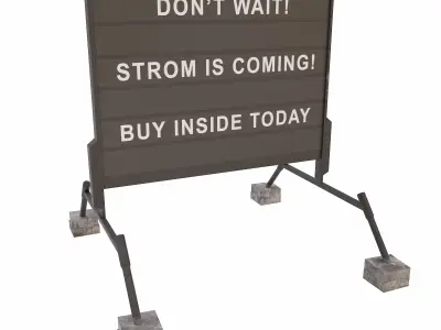 Road side information board 3d model Low-poly 3D model