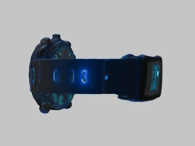 futuristic bioluminescent autonomous wristwatch  Low-poly 3D model