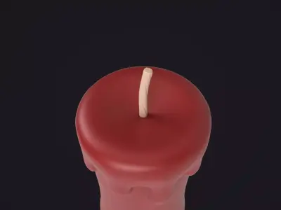 Red Melting Wax Candle 3D model