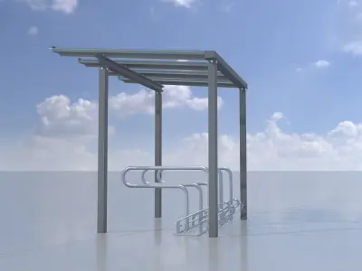 Bicycle parking with glass roof version 1 Low-poly 3D model