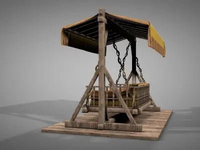 Wooden Swing Bed 3D model