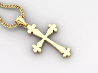 Light Gold 18K Cross Pendant 1CP020 3D print model