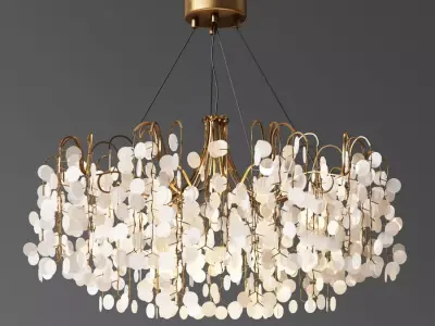 American Hotel Tree Branch Copper Crystal Chandelier 3D model