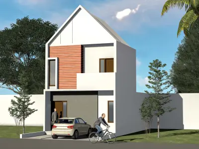 Modern Scandinavian Style Residential Home Low-poly 3D model