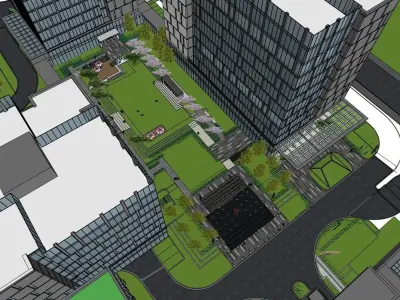 modern glass facade office building model 3D model