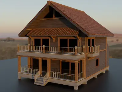 GameReady Low Poly Modern House Low-poly 3D model