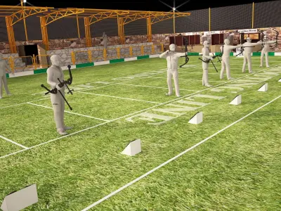 3D archery site with full details and realistic standards 3D model