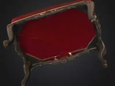 French Victorian grand piano bench 3D model