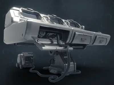 3D Central Computer Control Terminal with Portable Generator  3D model