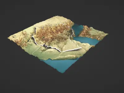 Ethiopia Map Topography Low-poly 3D model