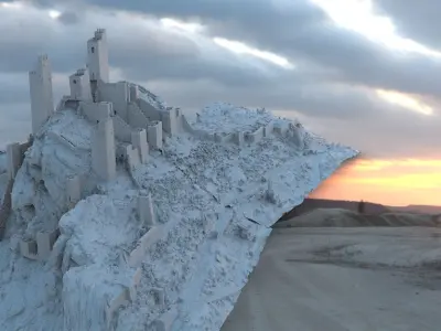 Italian Fortress ruin in mountain 3D model